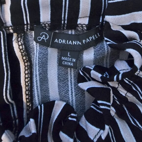 Adrianna Papell Women's Blouse Black Pastel Pink Stripe High Ruffle Collar - Picture 3 of 7